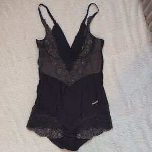 DKNY Sheer Black Lace Chemise